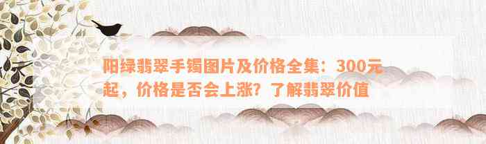 阳绿翡翠手镯图片及价格全集：300元起，价格是否会上涨？了解翡翠价值