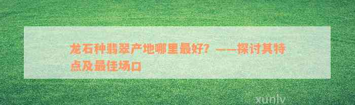 龙石种翡翠产地哪里最好？——探讨其特点及最佳场口