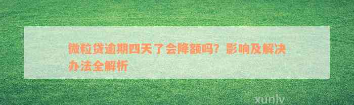 微粒贷逾期四天了会降额吗？影响及解决办法全解析