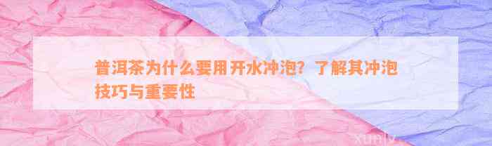 普洱茶为什么要用开水冲泡？了解其冲泡技巧与重要性