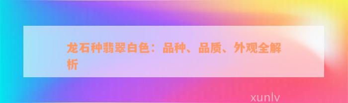 龙石种翡翠白色：品种、品质、外观全解析