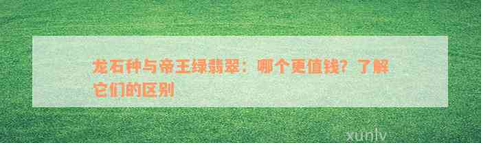 龙石种与帝王绿翡翠：哪个更值钱？了解它们的区别