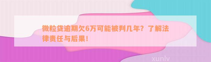 微粒贷逾期欠6万可能被判几年？了解法律责任与后果！