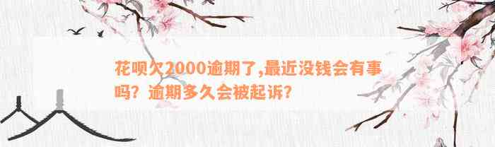 花呗欠2000逾期了,最近没钱会有事吗？逾期多久会被起诉？