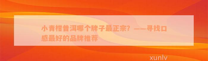 小青柑普洱哪个牌子最正宗？——寻找口感最好的品牌推荐