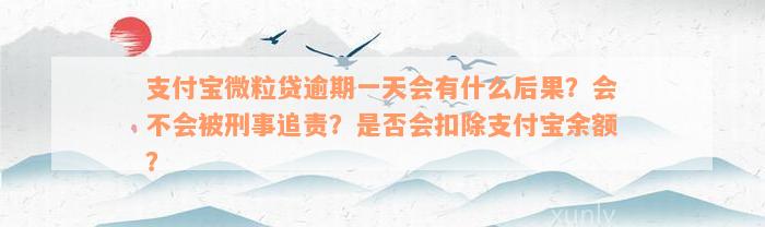 支付宝微粒贷逾期一天会有什么后果？会不会被刑事追责？是否会扣除支付宝余额？