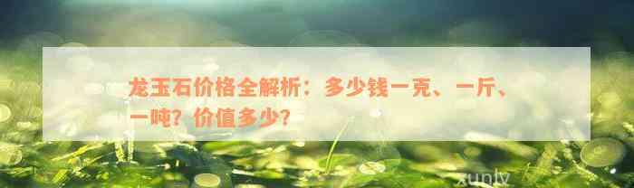 龙玉石价格全解析：多少钱一克、一斤、一吨？价值多少？