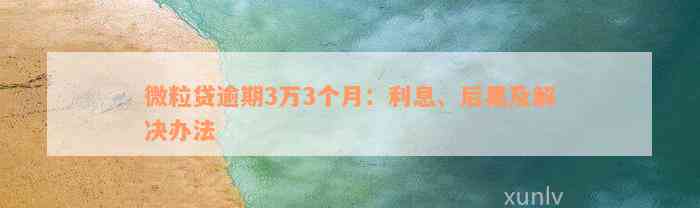 微粒贷逾期3万3个月：利息、后果及解决办法