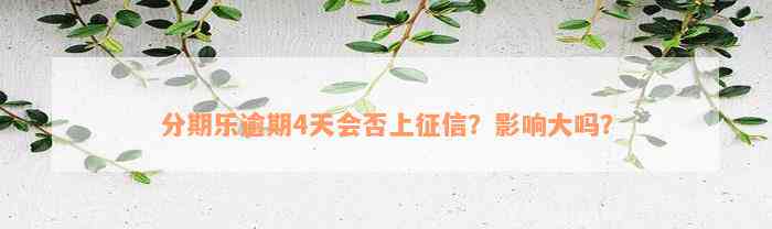 分期乐逾期4天会否上征信？影响大吗？