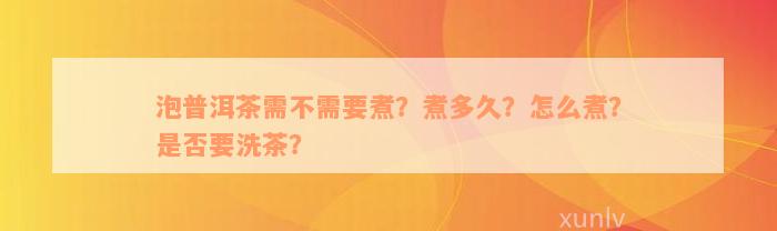 泡普洱茶需不需要煮？煮多久？怎么煮？是否要洗茶？