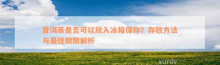 普洱茶是否可以放入冰箱保存？存放方法与最佳期限解析