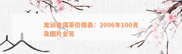 龙润普洱茶价格表：2006年100克及图片全览