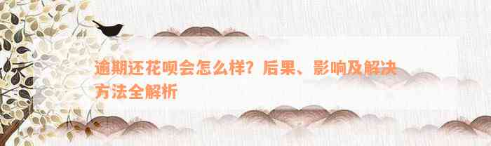 逾期还花呗会怎么样？后果、影响及解决方法全解析