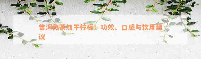 普洱熟茶加干柠檬：功效、口感与饮用建议