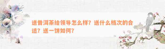 送普洱茶给领导怎么样？送什么档次的合适？送一饼如何？