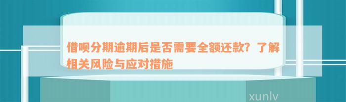 借呗分期逾期后是否需要全额还款？了解相关风险与应对措施