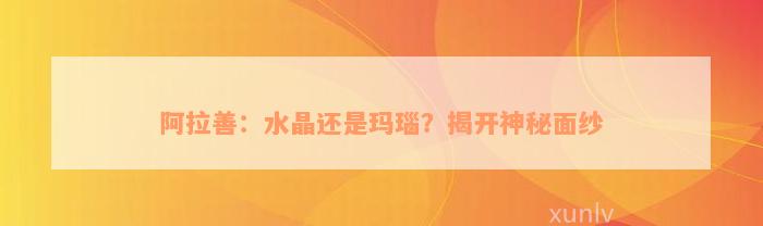 阿拉善：水晶还是玛瑙？揭开神秘面纱