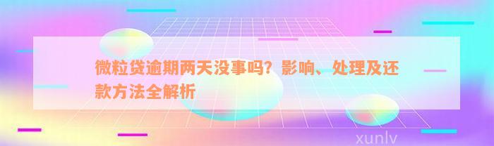 微粒贷逾期两天没事吗？影响、处理及还款方法全解析