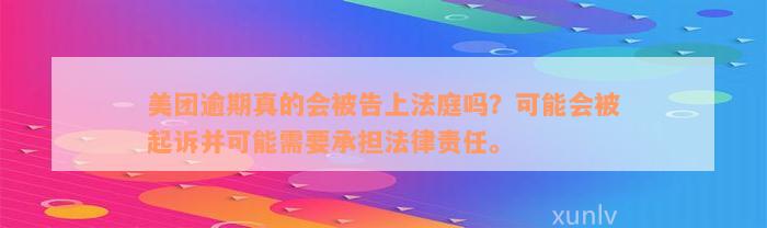 美团逾期真的会被告上法庭吗？可能会被起诉并可能需要承担法律责任。