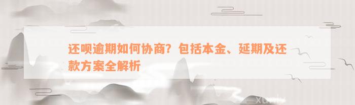 还款逾期如何协商？包括本金、延期及还款方案全解析