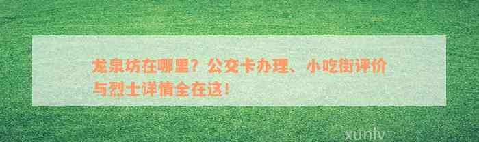 龙泉坊在哪里？公交卡办理、小吃街评价与烈士详情全在这！