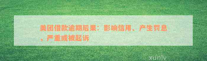 美团借款逾期后果：影响信用、产生罚息，严重或被起诉