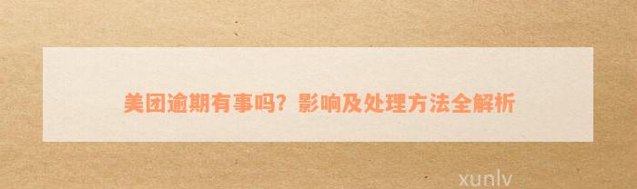 美团逾期有事吗？影响及处理方法全解析