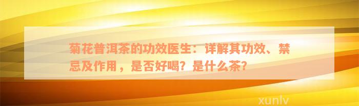 菊花普洱茶的功效医生：详解其功效、禁忌及作用，是否好喝？是什么茶？