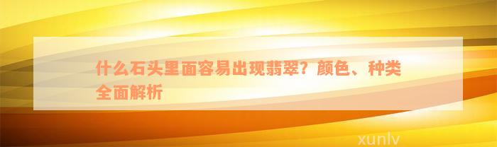 什么石头里面容易出现翡翠？颜色、种类全面解析