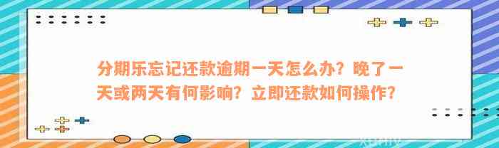 分期乐忘记还款逾期一天怎么办？晚了一天或两天有何影响？立即还款如何操作？