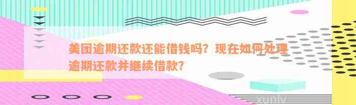 美团逾期还款还能借钱吗？现在如何处理逾期还款并继续借款？