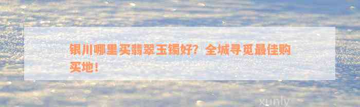 银川哪里买翡翠玉镯好？全城寻觅最佳购买地！