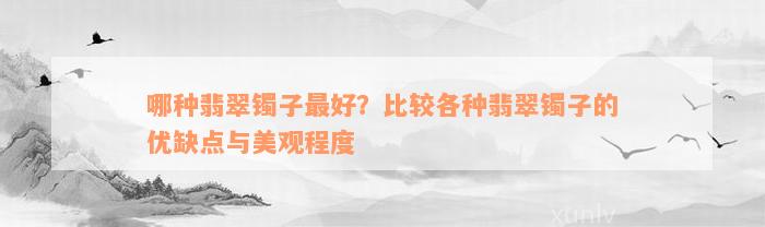 哪种翡翠镯子最好？比较各种翡翠镯子的优缺点与美观程度