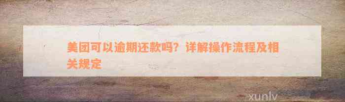 美团可以逾期还款吗？详解操作流程及相关规定