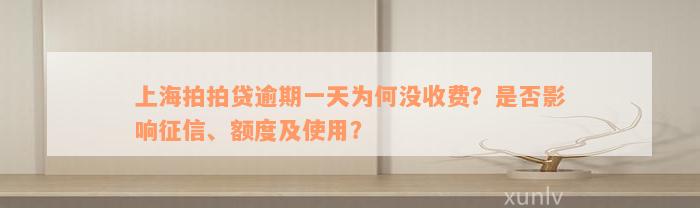 上海拍拍贷逾期一天为何没收费？是否影响征信、额度及使用？