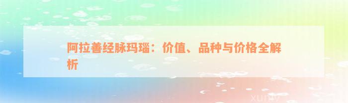 阿拉善经脉玛瑙：价值、品种与价格全解析