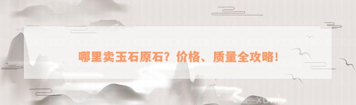 哪里卖玉石原石？价格、质量全攻略！