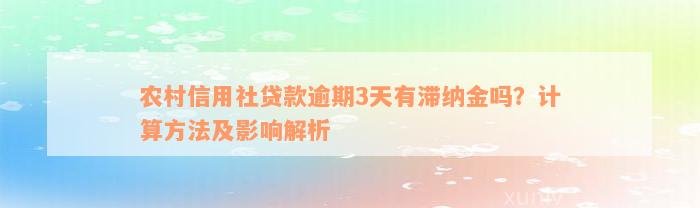 农村信用社贷款逾期3天有滞纳金吗？计算方法及影响解析