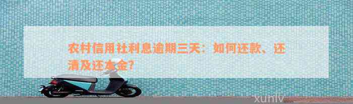 农村信用社利息逾期三天：如何还款、还清及还本金？