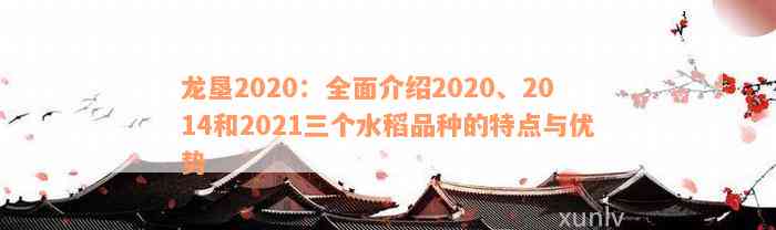 龙垦2020：全面介绍2020、2014和2021三个水稻品种的特点与优势