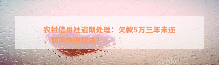 农村信用社逾期处理：欠款5万三年未还，如何快速解决？