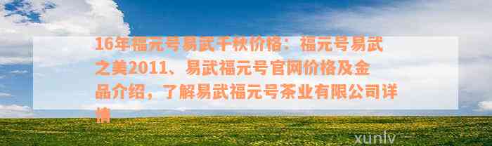 16年福元号易武千秋价格：福元号易武之美2011、易武福元号官网价格及金品介绍，了解易武福元号茶业有限公司详情