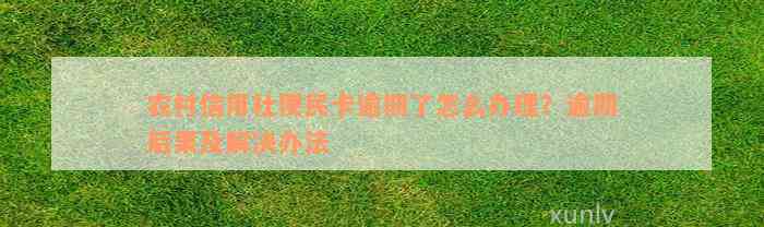 农村信用社便民卡逾期了怎么办理？逾期后果及解决办法