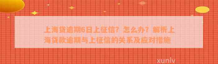 上海贷逾期6日上征信？怎么办？解析上海贷款逾期与上征信的关系及应对措施