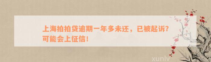 上海拍拍贷逾期一年多未还，已被起诉？可能会上征信！