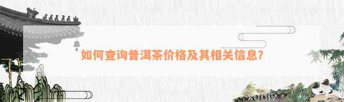 如何查询普洱茶价格及其相关信息？