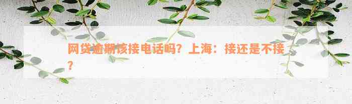 网贷逾期该接电话吗？上海：接还是不接？