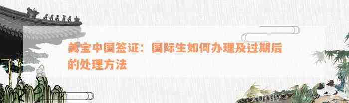 美宝中国签证：国际生如何办理及过期后的处理方法