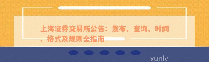 上海证券交易所公告：发布、查询、时间、格式及规则全指南