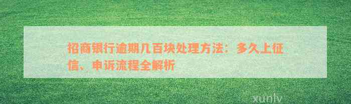 招商银行逾期几百块处理方法：多久上征信、申诉流程全解析